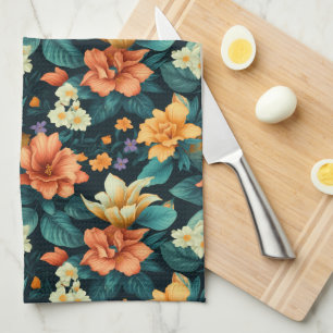 Colourful Flower Pattern Tea Towel