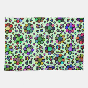 Colourful Flower Pattern Tie Dye Tea Towel