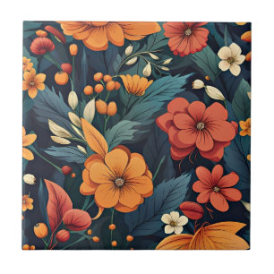 Colourful Flower Pattern Tile