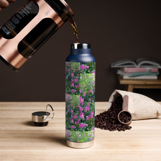   Colourful Flower Pattern Water Bottle (Coffee)