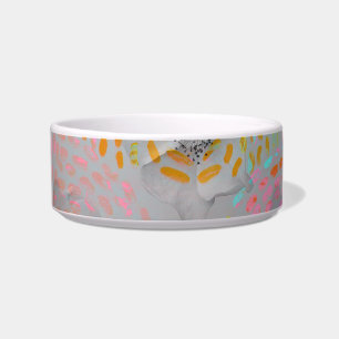 Colourful flower pattern with dotted graphic lines bowl