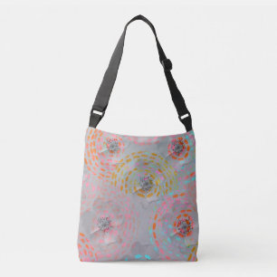 Colourful flower pattern with dotted graphic lines crossbody bag