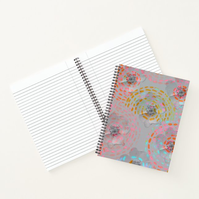 Colourful flower pattern with dotted graphic lines notebook (Inside)