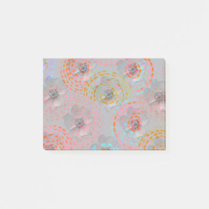 Colourful flower pattern with dotted graphic lines post-it notes