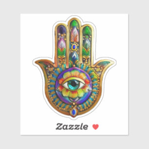 Colourful Flower Petals Turquoise Third Eye Hamsa
