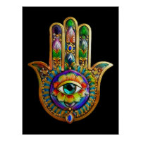 Colourful Flower Petals Turquoise Third Eye Hamsa