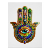 Colourful Flower Petals Turquoise Third Eye Hamsa