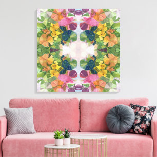 Colourful Flower Petals Watercolor Pattern Paintin Canvas Print