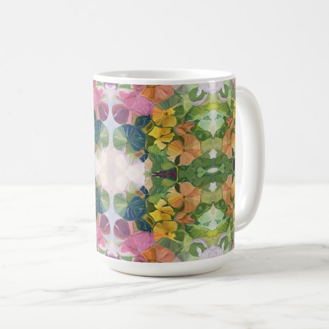 Colourful Flower Petals Watercolor Pattern Paintin Coffee Mug (Front Right)