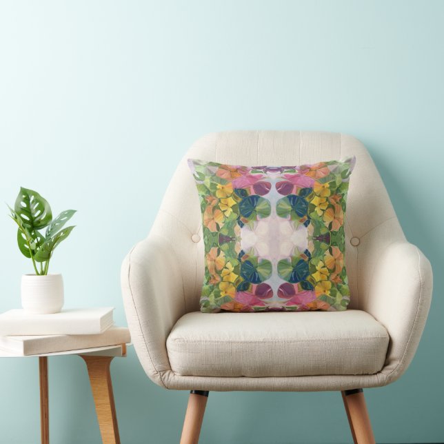 Colourful Flower Petals Watercolor Pattern Paintin Cushion (Chair)