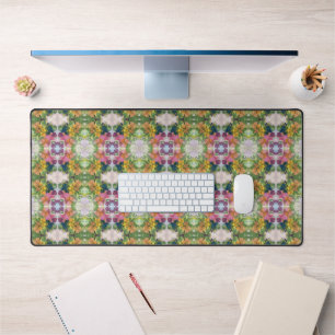 Colourful Flower Petals Watercolor Pattern Paintin Desk Mat
