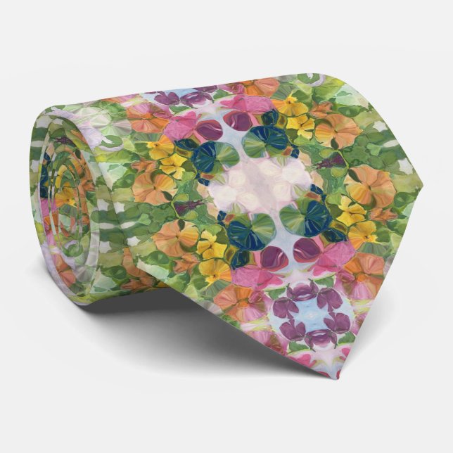 Colourful Flower Petals Watercolor Pattern Paintin Tie (Rolled)