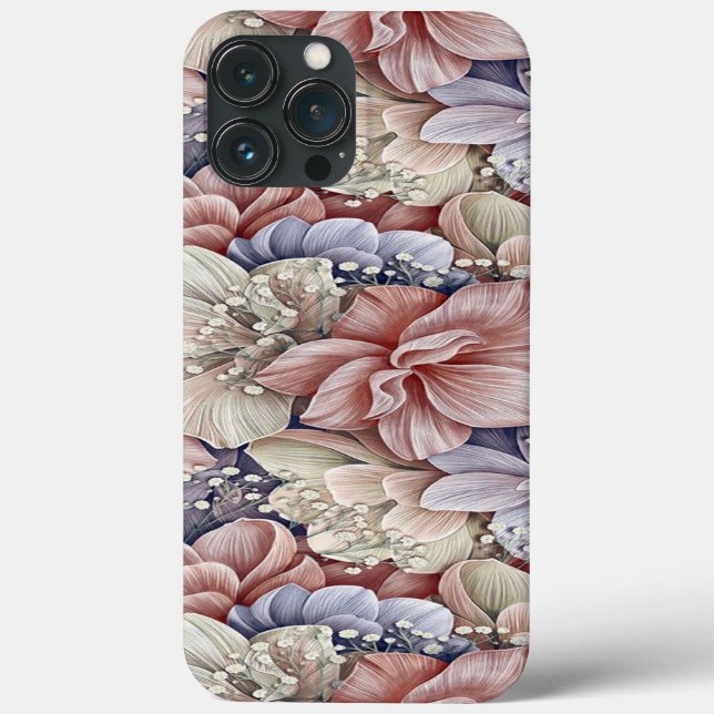 colourful flower pink blue classic simple Case-Mate iPhone case (Back)