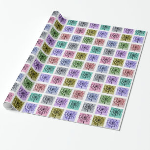Colourful Flower Pop Art Pattern Wrapping Paper