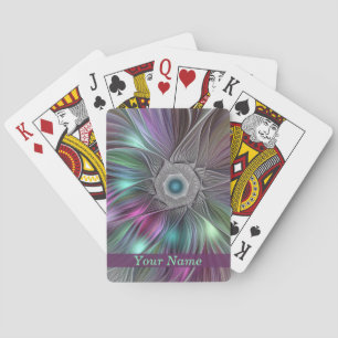 Colourful Flower Power Abstract Modern Art Name Playing Cards