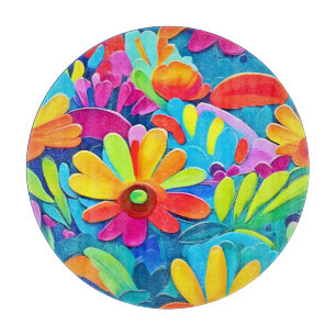 Colourful Flower Power Painting Cutting Board