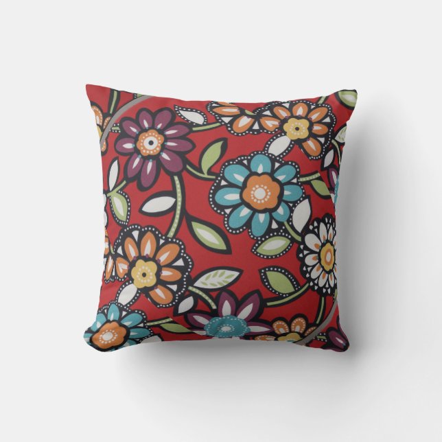 colourful flower power pillow (Front)