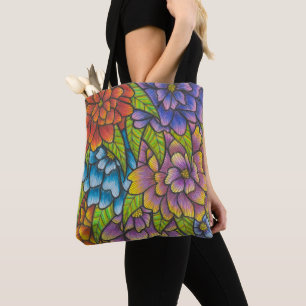 Colourful Flower Print Tote Or Cross Body Bag 