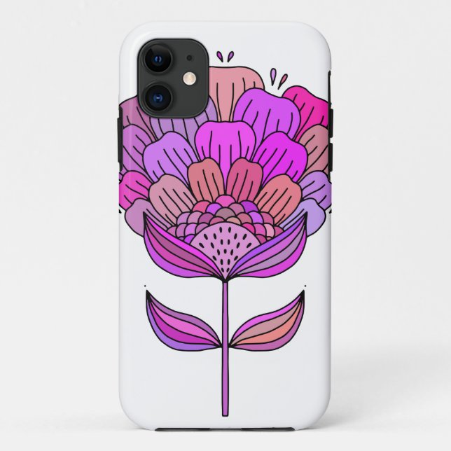 Colourful flower retro groovy pink mauve wavy Case-Mate iPhone case (Back)