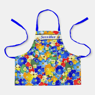 Colourful Flower Shower personalized custom text Apron