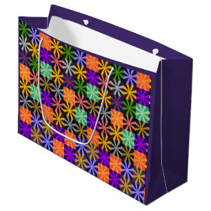Colourful Flower Star Pattern Large Gift Bag