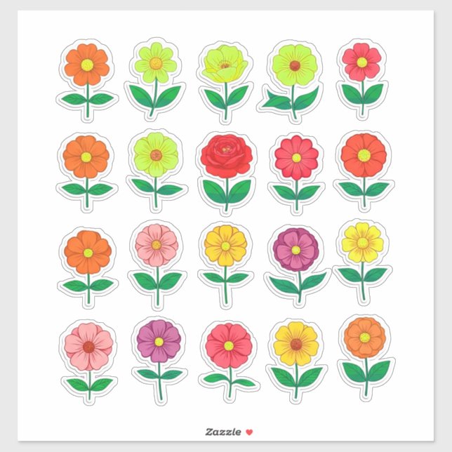 Colourful Flower Sticker Set (Sheet)