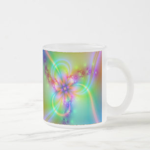 Colourful Flower With Ribbons Frosted Glass Coffee Mug