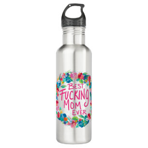 Colourful Flower Wreath Best F*cking Mum Ever 710 Ml Water Bottle