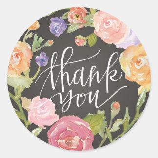 Colourful Flower Wreath Thank You Sticker