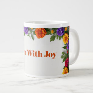 Colourful Flower Wreath With Dahlias And Marigolds Large Coffee Mug