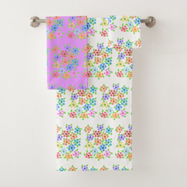 Colourful Flowered Towel Set (Insitu)