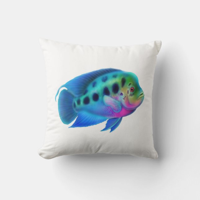 Colourful Flowerhorn Cichlid Fish Pillow (Front)
