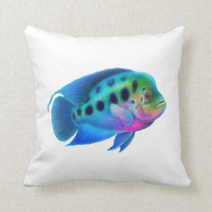Colourful Flowerhorn Cichlid Fish Pillow