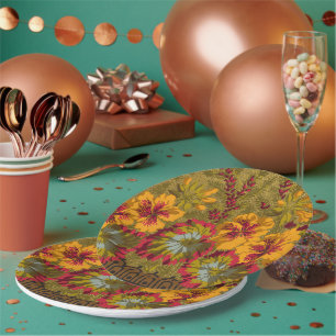 Colourful Flowering Nasturtiums Berries Partyware Paper Plate