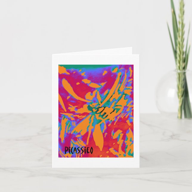 Colourful Flowerlike Abstract Art Note Card (Front)