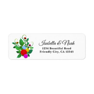 Colourful Flowers 02 Wedding Address Label