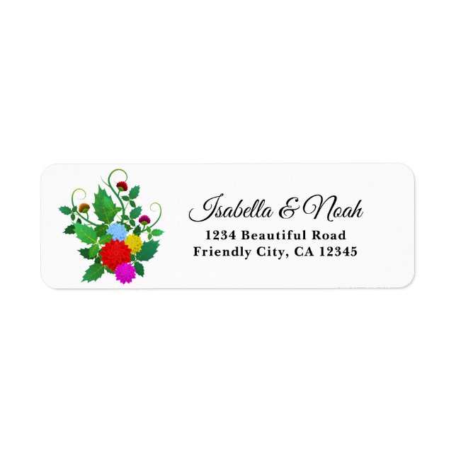 Colourful Flowers 02 Wedding Address Label (Front)