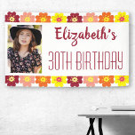 Colourful Flowers 30th Photo Birthday Party Banner<br><div class="desc">Surprise the birthday girl with this Colourful Flowers 30th Photo Birthday Party Banner. Personalise with her photo,  name,  and age. This festive floral banner features a red feminine font and cute flowers in fall colours.</div>