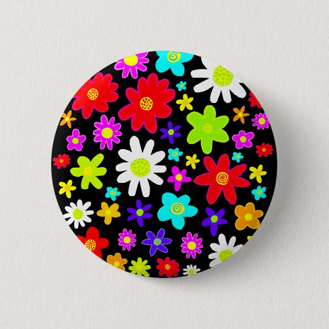 Colourful Flowers 6 Cm Round Badge (Front)