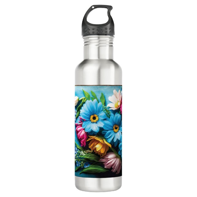 Colourful Flowers 710 Ml Water Bottle (Front)