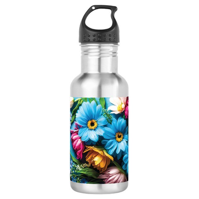 Colourful Flowers 710 Ml Water Bottle (Front)
