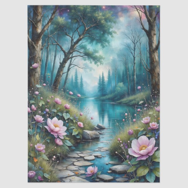 Colourful flowers a Stream and Wild Nature Tissue Paper (Front)