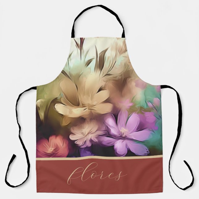 Colourful Flowers All-Over Print Apron (Front)