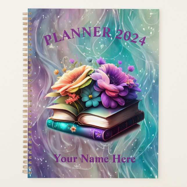 Colourful Flowers and Books Planner (Front)
