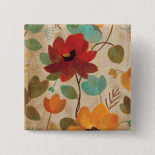 Colourful Flowers and Buds 15 Cm Square Badge