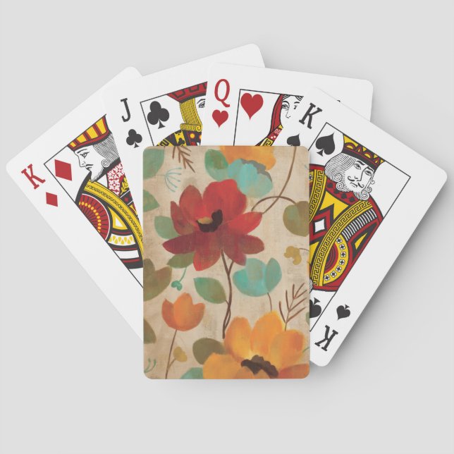 Colourful Flowers and Buds Playing Cards (Back)