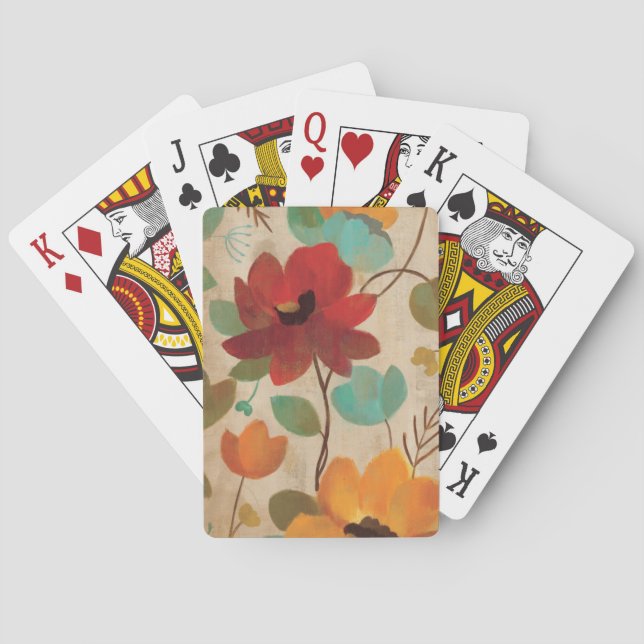 Colourful Flowers and Buds Playing Cards (Back)
