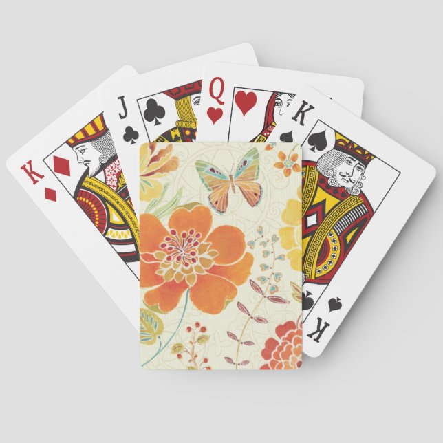 Colourful Flowers and Butterflies Playing Cards (Back)
