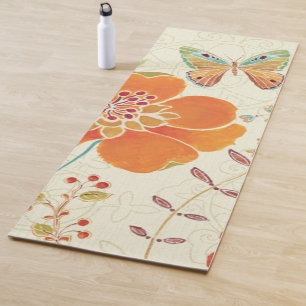 Colourful Flowers and Butterflies Yoga Mat