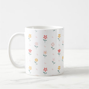 Colourful Flowers and Butterfly Pattern Coffee Mug